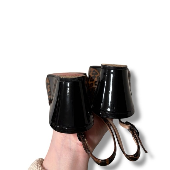 Authenticated Christian Louboutin Patent Cynthia Leopard Sling Back Wedge Heels - Picture 12 of 15